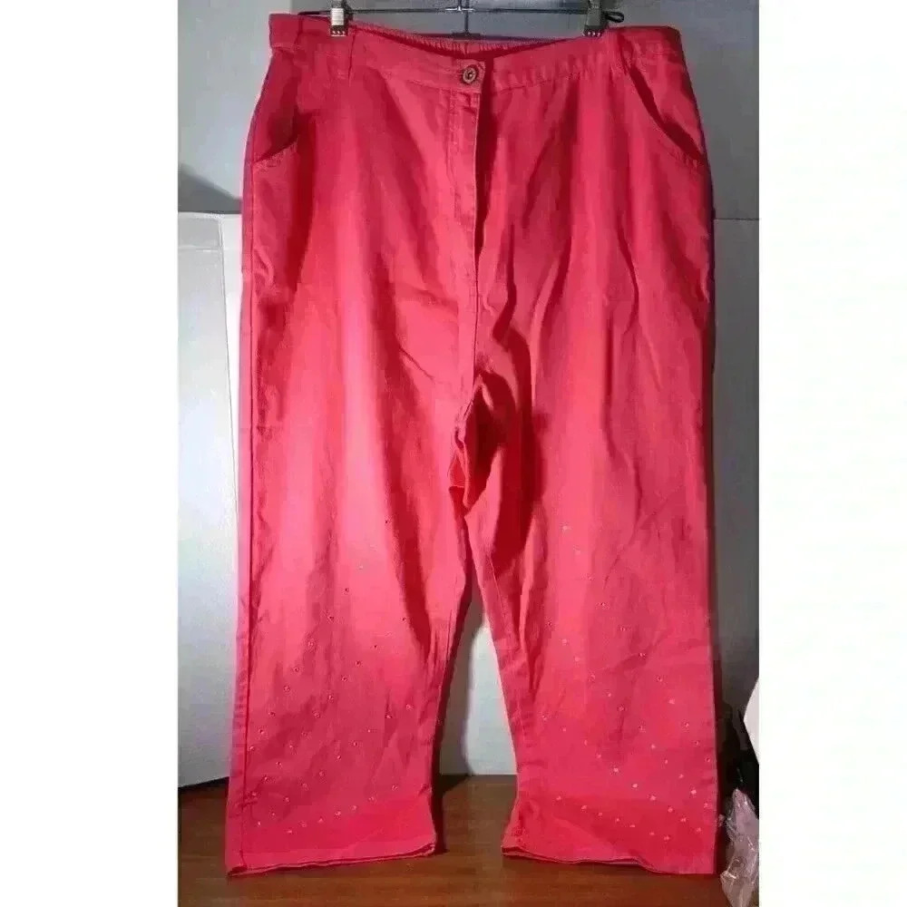 STUDIO WESTSz Lg. Wide Straight Leg With Embellished Legs2 Front Pockets Button